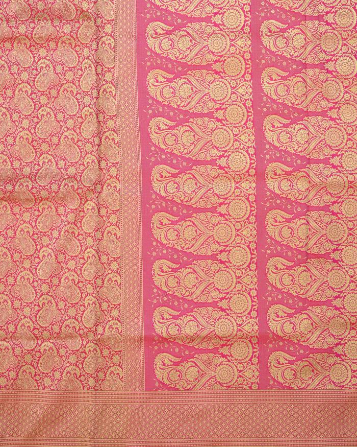 katan handloom prani pink Banarasi Saree