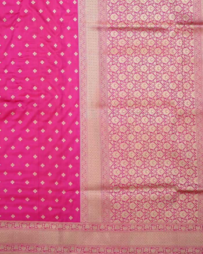 katan handloom rani pink Banarasi Saree