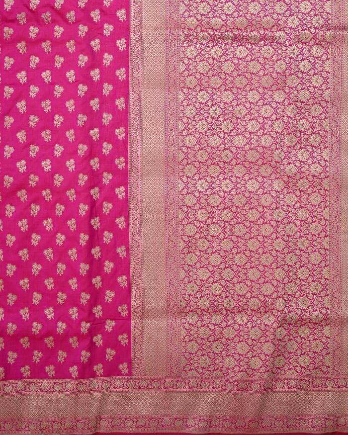 katan handloom reani pink smart Banarasi Saree