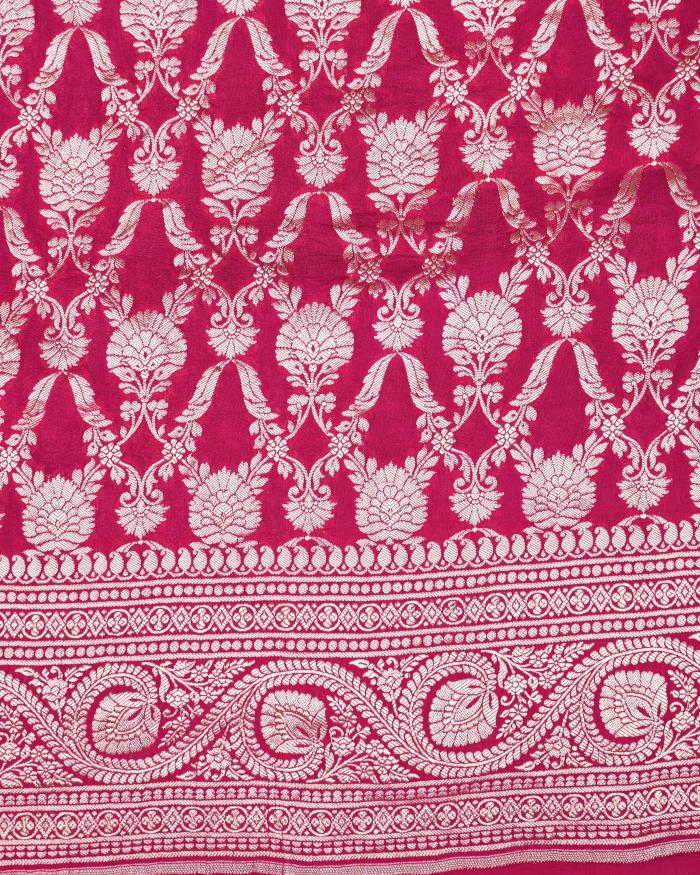 khaddi crape ivory zari weaving banarasi saree