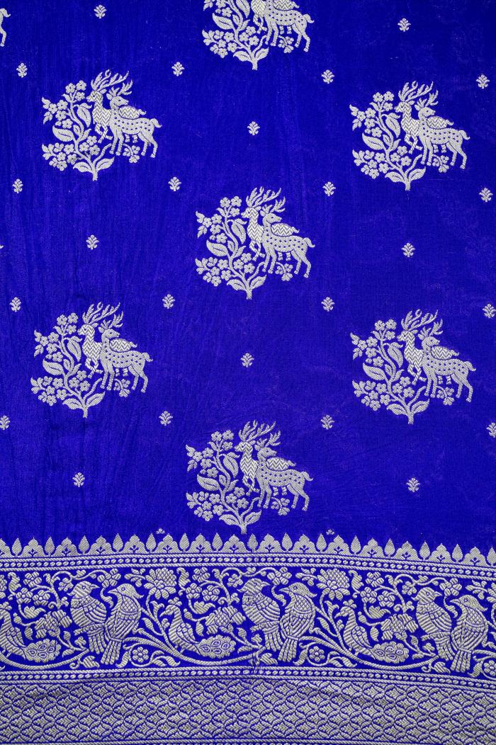 khaddi crape royal blue Banarasi saree