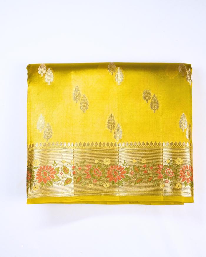 Banarasi Katan Cutwork Contrast Silk Saree