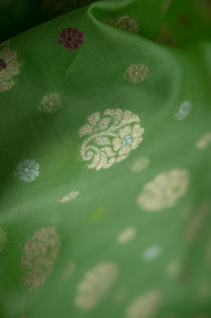 Pure Banarasi Katan Silk Pista green Saree