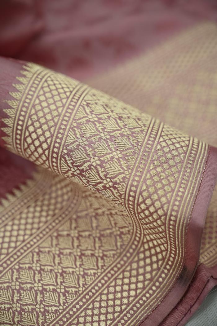 Pure Katan Tanchui Onion Pink Kadhwa Saree