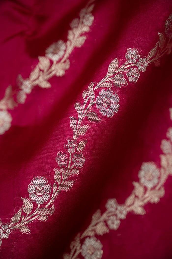 Raw Mango Silk Meenakari Saree in Rani Pink & 6 Colors