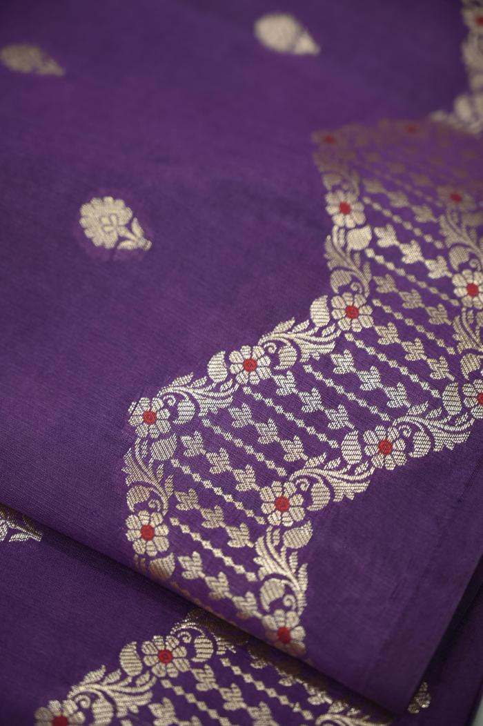 Raw Mango Silk Zari Saree in Russian Violet & 7 Colors