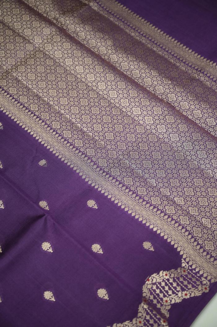 Raw Mango Silk Zari Saree in Russian Violet & 7 Colors