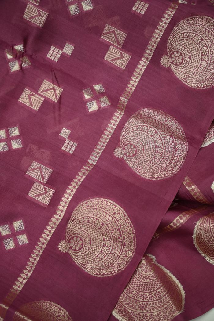 Raw Mango Silk Zari Saree in Light Wine & 7 Colors