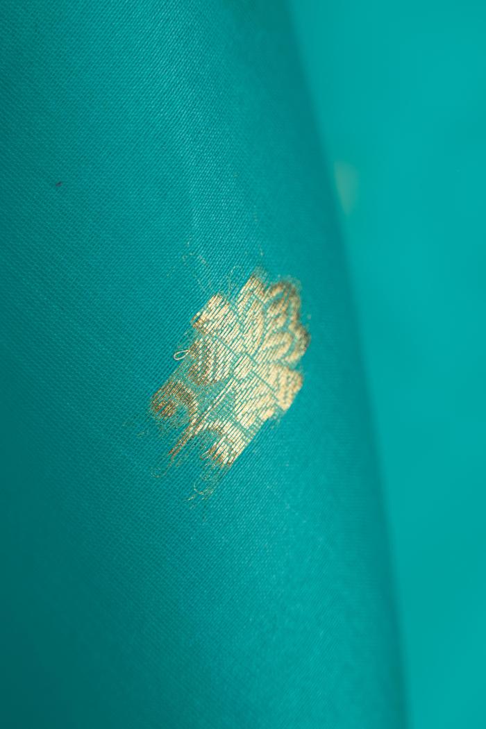 Pure Banarasi Kora Handloom Aqua Green Saree