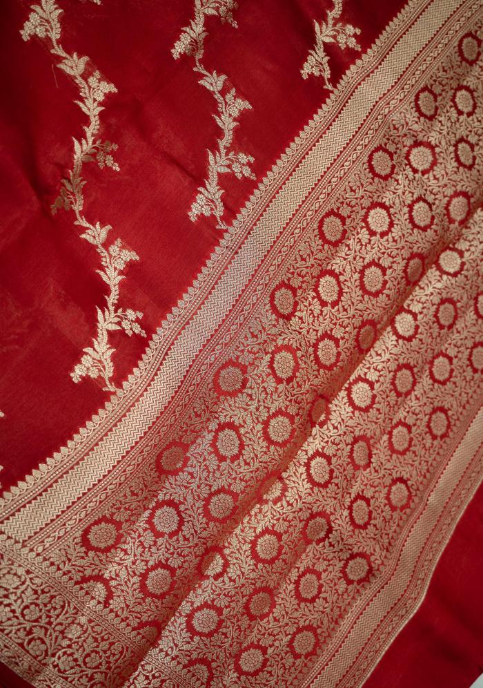 Banarasi Viscose Silk Blood Red Saree