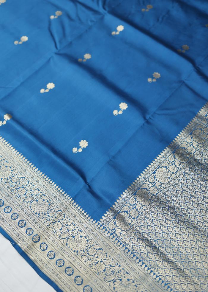 Pure Banarasi Puna Silk Poison Blue Saree