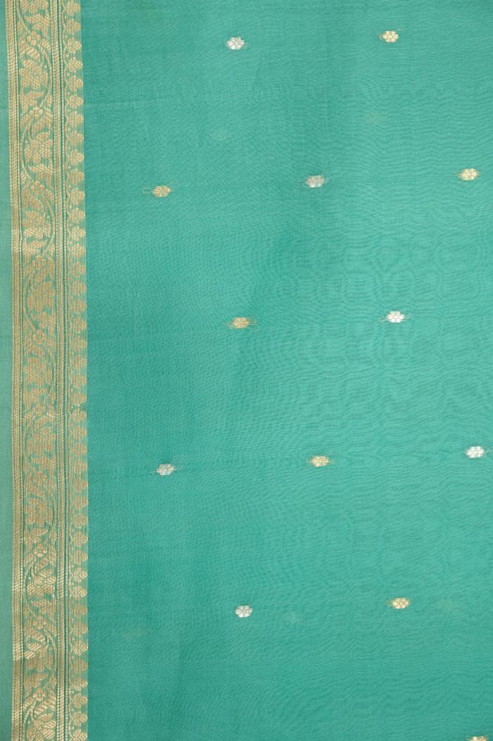 Pure Banarasi Kora Handloom Sea Green Saree