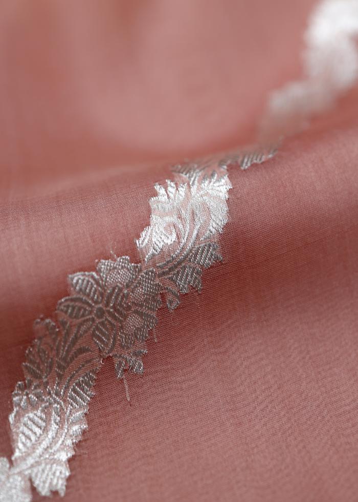 Pure Banarasi Pink Kora Saree