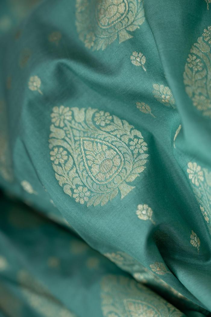 Pure Banarasi Katan Silk Forest green Saree