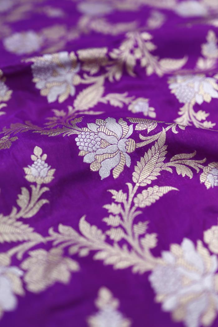 Pure Banarasi Magenta Alfi Katan Silk Saree