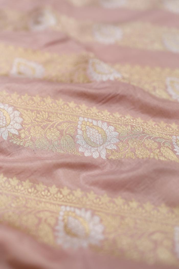 Pure Banarasi Baby Pink Aara Pattern Silk Saree