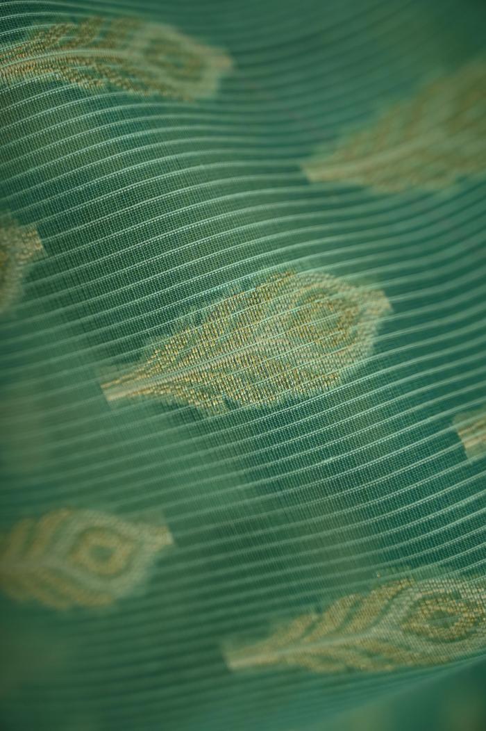 Supernet Dusty Sea Green Banarasi Saree