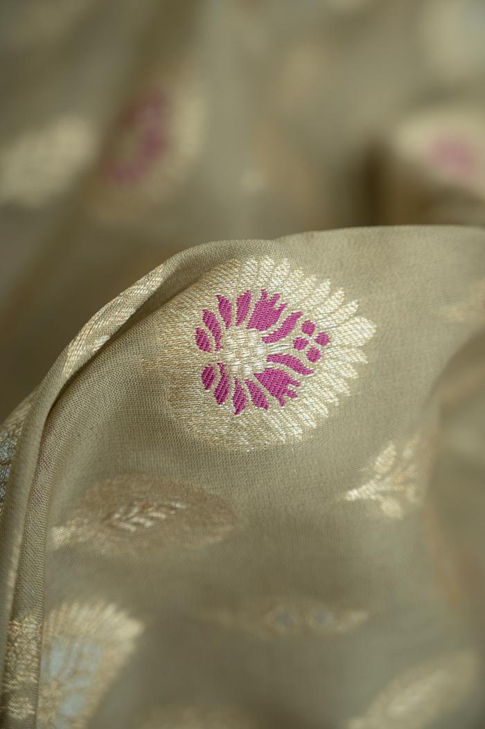 Banarasi Katan Cutwork Contrast Silk Saree