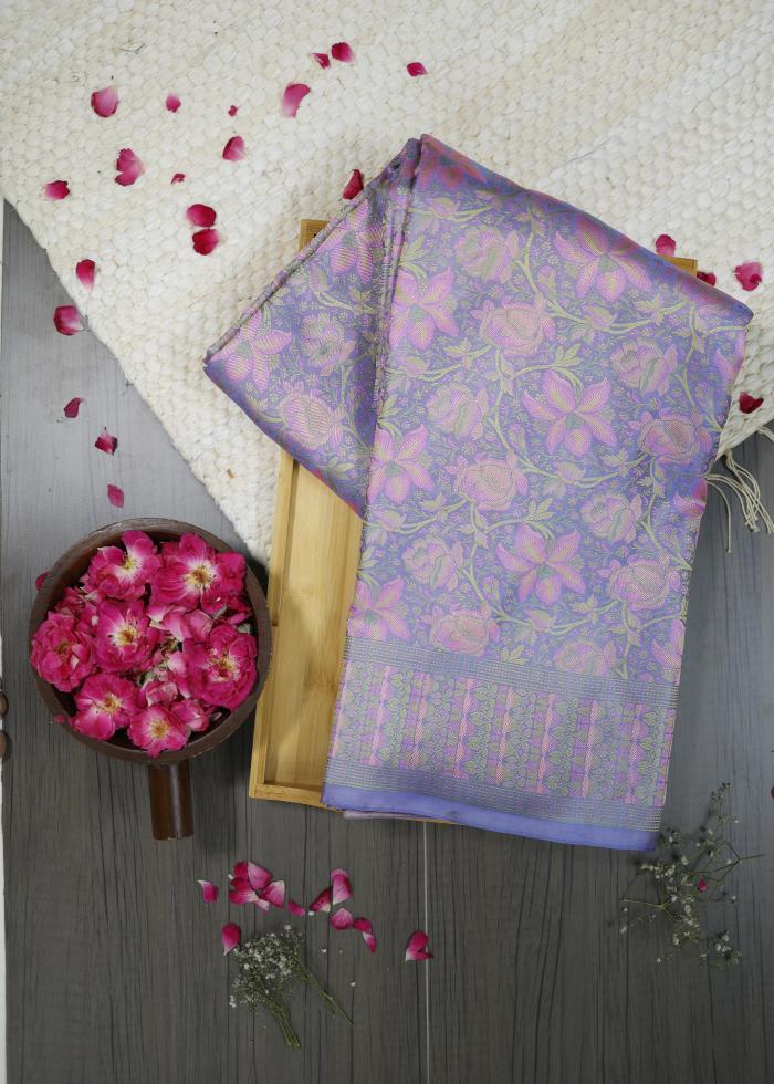 Pure Banarasi Katan Silk Tanchui Soft Lavender Saree