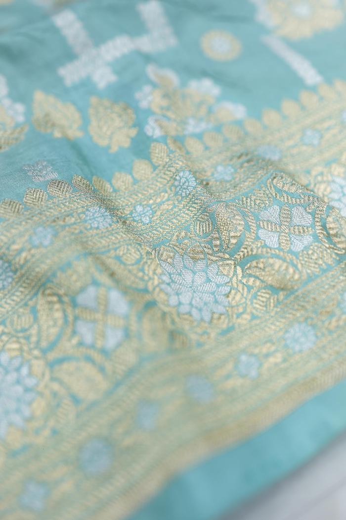 Pure Banarasi Sea Green Uppada Katan Saree