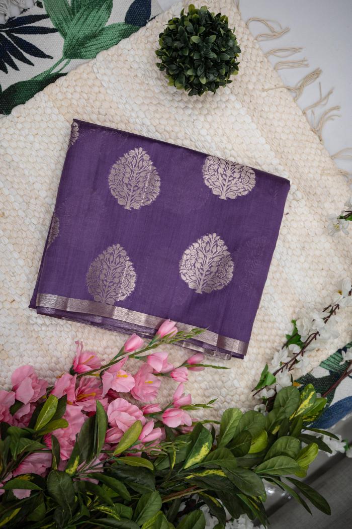 Pure Chynia Zari Weave Lavendar Banarasi Saree