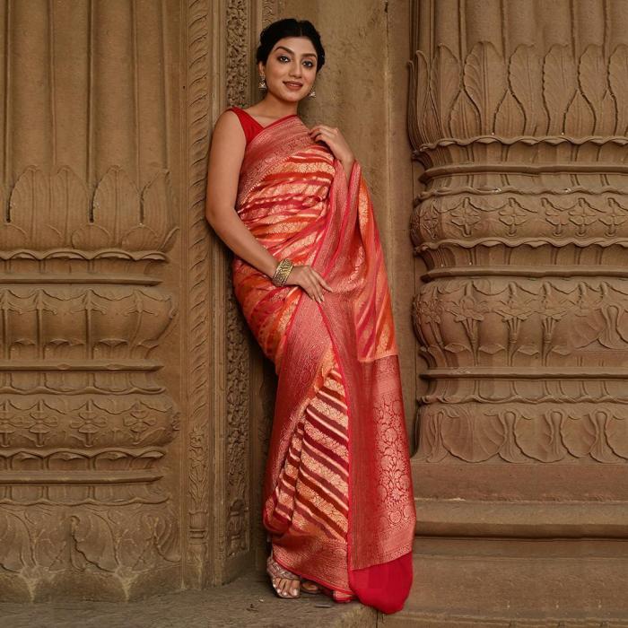 Pure Banarasi Khaddi with Brush Dye Saree