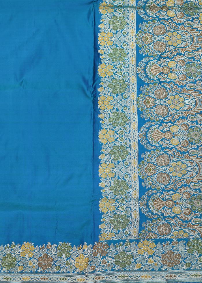 Pure Banarasi Turquoise Meenakari Silk Saree