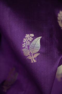 Raw Mango Silk Russian Violet Zari Saree