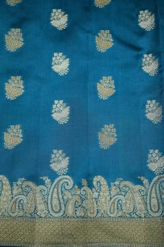 Raw Mango Silk Zari Saree in German Blue & 7 Colors