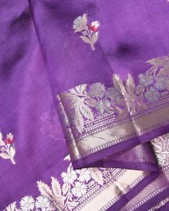 Raw Mango Silk Russian Purple Banarasi Saree