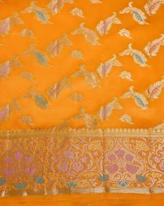 Sunshine Yellow Raw Mango Silk Banarasi Saree