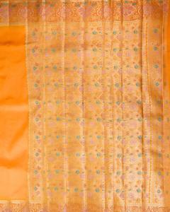 Sunshine Yellow Raw Mango Silk Banarasi Saree