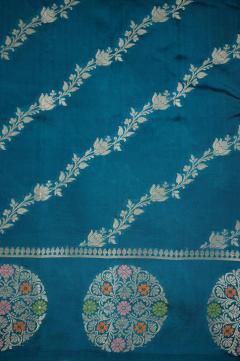 Raw Mango Silk Golden Zari German Blue Saree