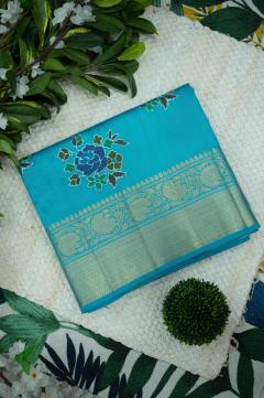 Chynia Silk Golden Zari Saree in Ferozi Blue & 3 Colors