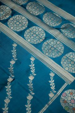 Raw Mango Silk Golden Zari German Blue Saree