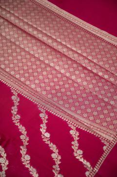 Raw Mango Silk Meenakari Saree in Rani Pink & 6 Colors