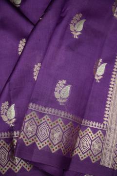 Raw Mango Silk Russian Violet Zari Saree