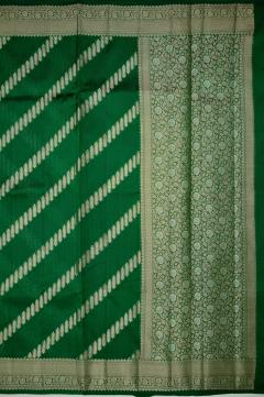 Bottle Green Raw Mango Silk Zari Saree