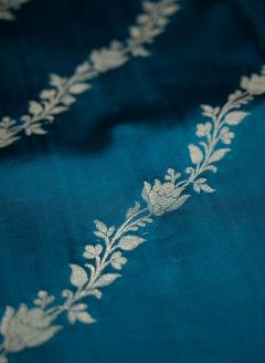 Raw Mango Silk Golden Zari German Blue Saree