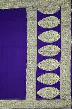 Khaddi Georgette Banarasi Saree Royal Blue