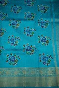 Chynia Silk Golden Zari Saree in Ferozi Blue & 3 Colors