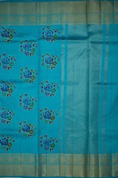 Chynia Silk Golden Zari Saree in Ferozi Blue & 3 Colors