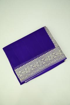 Khaddi Georgette Banarasi Saree Royal Blue