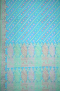 Supernet Weave Ferozi Blue Banarasi Saree