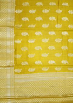 Pure Banarasi Mustard Yellow Chiniya Silk Saree