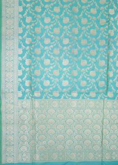 Pure Banarasi Sea Green Katan Upada Saree