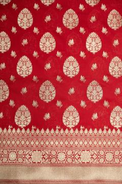 Pure Banarasi Katan Silk Red Saree