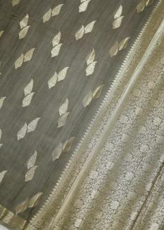 Pure Banarasi Chiniya Silk Grey Saree