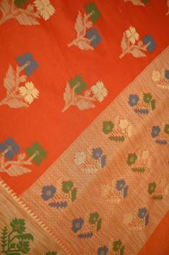 Supernet Rust Orange Banarasi Saree