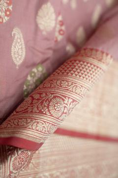 Pure Banarasi Katan Silk Dusty strawberry pink Saree